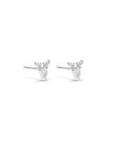 Cubic Zirconia Reindeer Stud Earrings in Sterling Silver