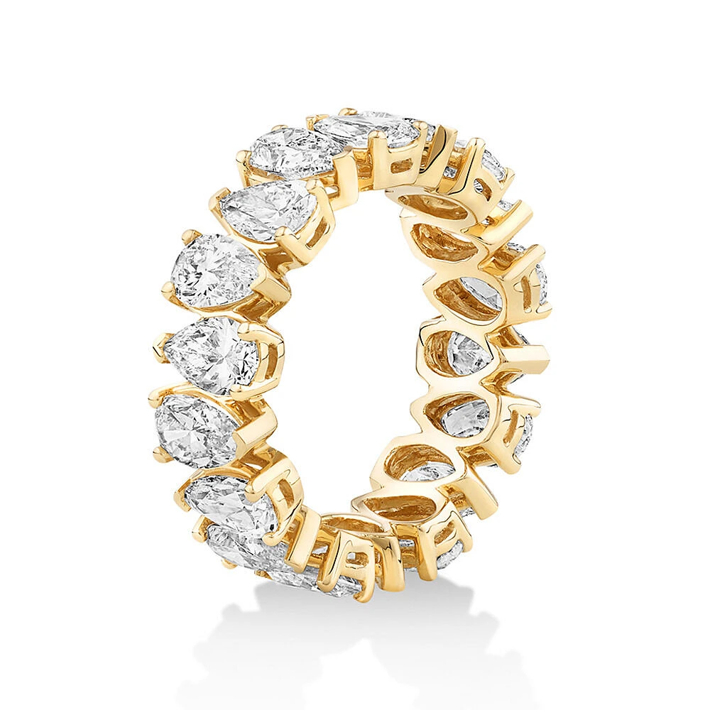 5.90 Carat TW Pear Cut Laboratory-Grown Diamond Eternity Ring in 14kt Yellow Gold