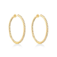 Hoop Earrings With 1.00 Carat TW of Diamonds Set in 10kt Yellow Gold