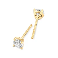 0,75 Carat TW Boucles d'oreilles puces solitaires en or blanc 18kt