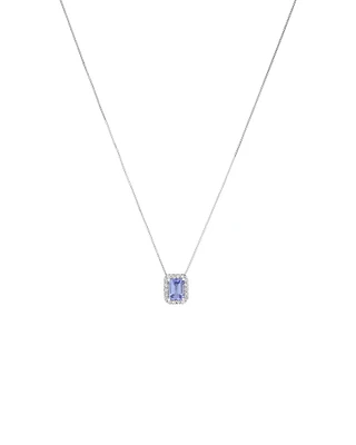 Halo Pendant with Tanzanite & 0.17 Carat TW of Diamonds in 14kt White Gold