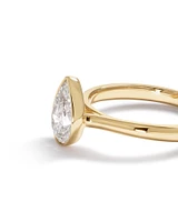 1.25 Carat TW Pear Cut Laboratory-Grown Diamond Solitaire Bezel Set Engagement Ring in 14kt Yellow Gold