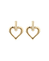 Open Heart Drop Stud Earrings in 10kt Yellow Gold