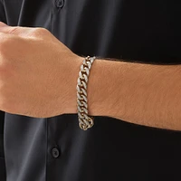 3.30 Carat TW Diamond Set Cuban Link Bracelet in 10kt Yellow and White Gold