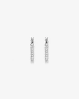 Pavé Cubic Zirconia Small Hoop Earrings in Sterling Silver