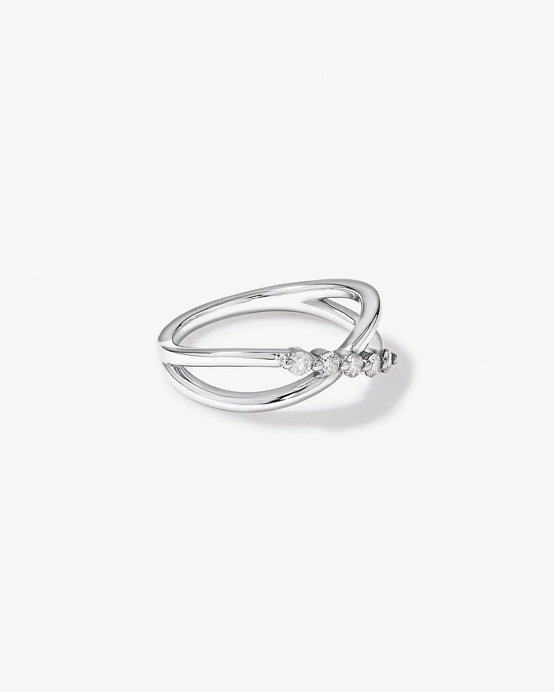 0.20 Carat TW Round Brilliant Diamond Crossover Ring in Sterling Silver