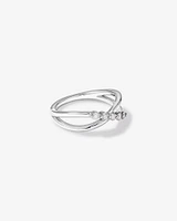 0.20 Carat TW Round Brilliant Diamond Crossover Ring in Sterling Silver