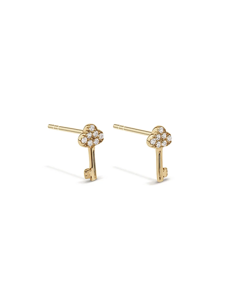 Cubic Zirconia Key Stuf Earrings in 10kt Yellow Gold