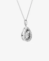 0.36 Carat TW Diamond Halo Everlight Pear Pendant and Huggie Earrings Set in Sterling Silver