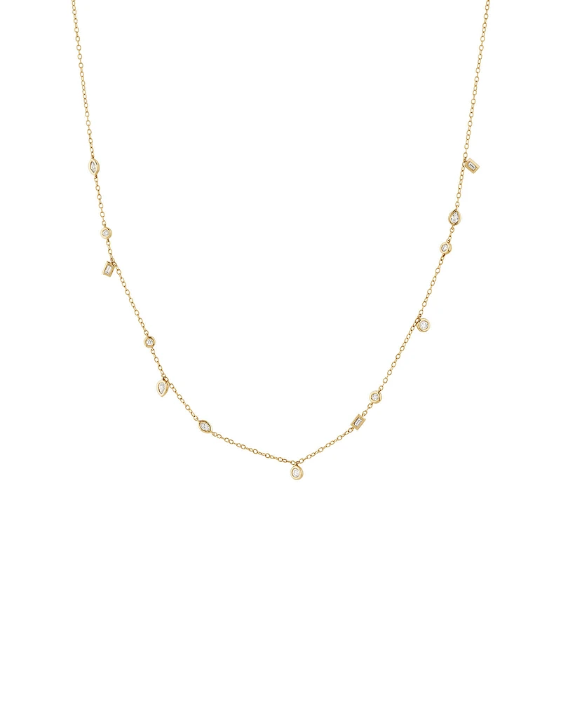 Station Necklace with 0.34 Carat TW of Diamonds in 10kt Yellow Gold