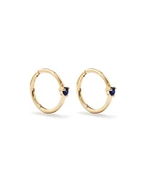 Blue Sapphire Gemstone Accent Sleeper Earrings in 10kt Yellow Gold