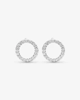 Circle Stud Earrings with Cubic Zirconia in Sterling Silver