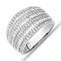 Multi Row Ring with 1 Carat TW of Diamonds in 14kt White Gold