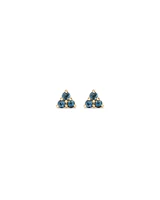 London Blue Topaz Trio Stud Earrings in 10kt Yellow Gold