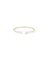 Cultured Freshwater Pearl and Diamond Torque Bangle in 10kt Yellow Gold