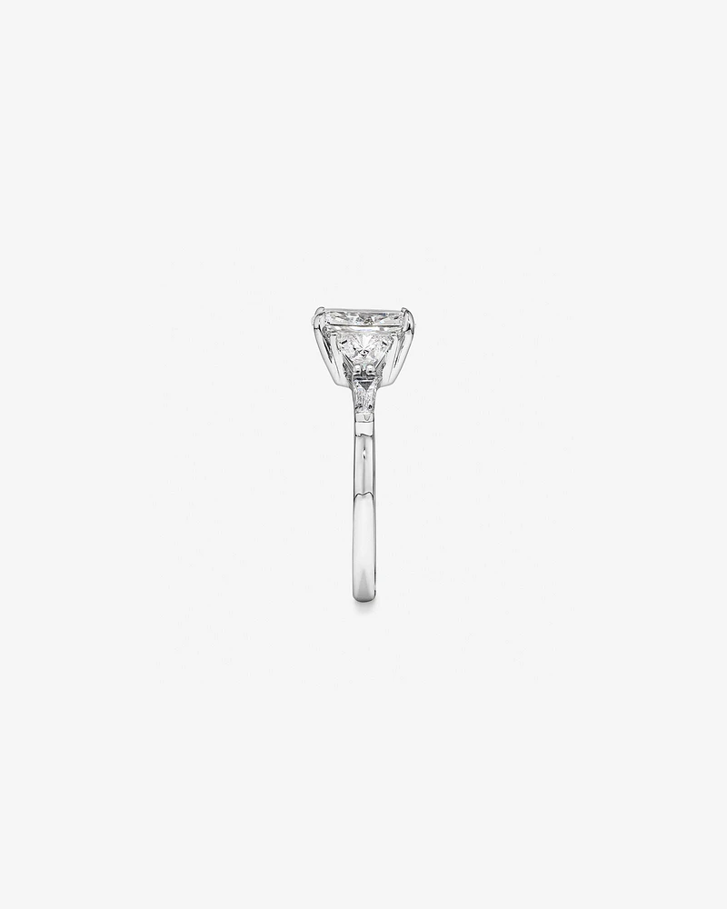 2.86 Carat TW Radiant Cut Laboratory-Grown Diamond Fancy Cut Side Stone Engagement Ring in 14kt White Gold