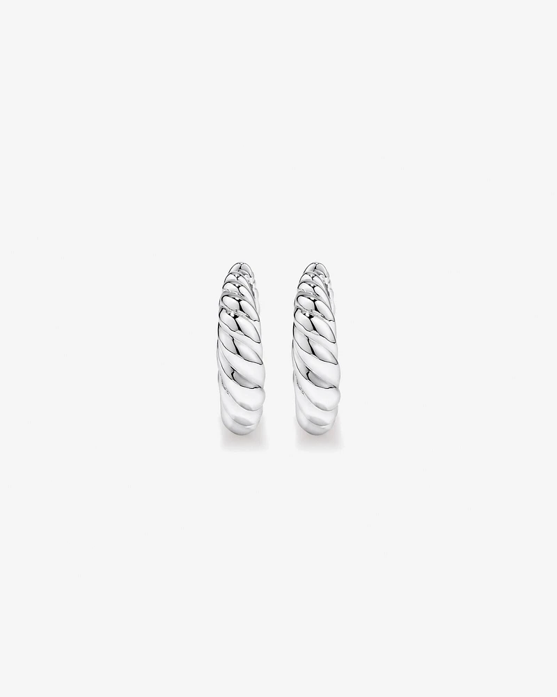 Large Croissant Huggie Earrings in Sterling Silver