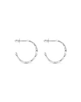 Marquise Shape Open Hoop Stud Earrings in Sterling Silver