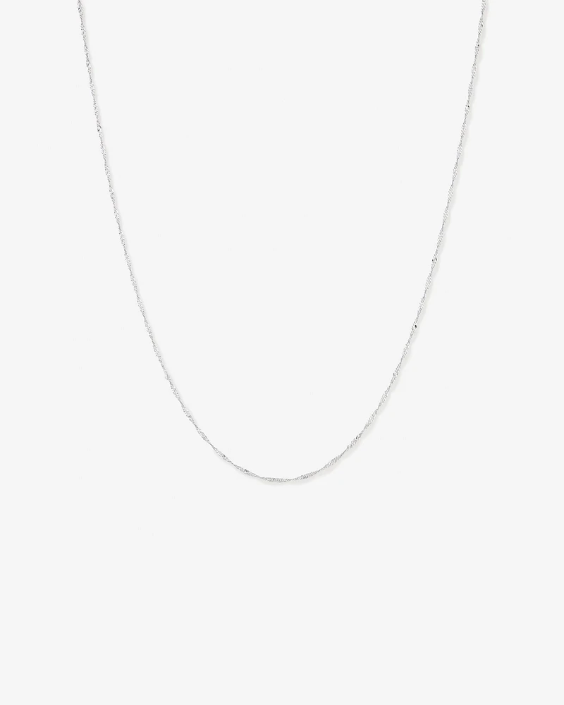 1.65mm Wide Solid Singapore Twist Chain in 10kt White Gold