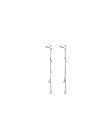 Pear Station Drop Earrings in Sterling Silver