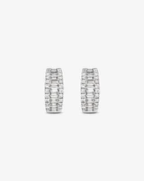 1.00 Carat TW Diamond Dot Dash Huggie Earrings in 14kt White Gold