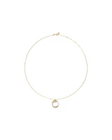 Two-Tone Double Circle Pendant Hammered Finish Necklace in 10kt White and Yellow Gold