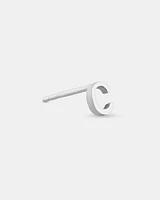 E Initial Single Stud Earring in Sterling Silver