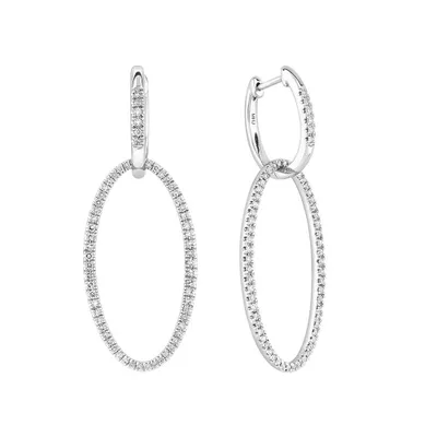 Élégants pendants d'oreilles ouverts en argent sterling avec diamants totalisant 0,50 ct