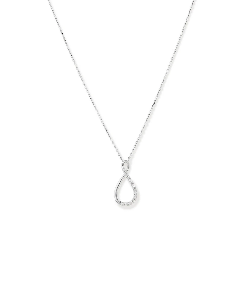 Cubic Zirconia Infinity Pendant Necklace in Sterling Silver