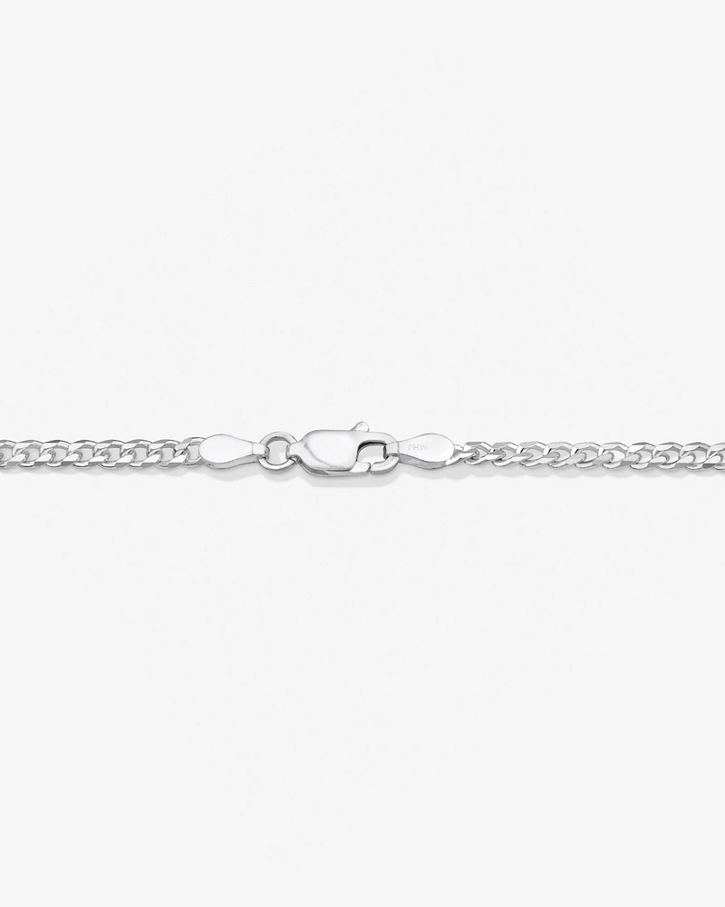 Chaîne gourmette en argent sterling de 50 cm, largeur de 2,5 mm à 3 mm