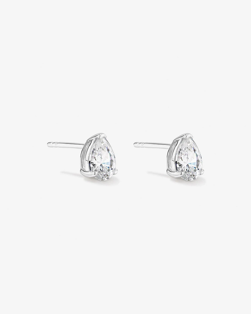 Pear Shape Cubic Zirconia Stud Earrings in Sterling Silver