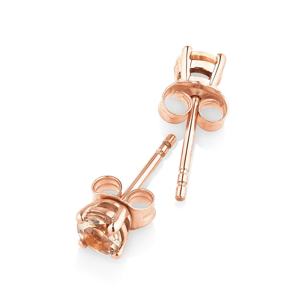 Stud Earrings with Morganite in 10kt Rose Gold