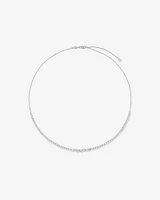 Cubic Zirconia Tennis and Cable Chain Necklace in Sterling Silver