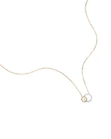 Two-Tone Double Circle Link Hammered Finish Necklace in 10kt White & Yellow Gold