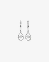 0.36 Carat TW Diamond Halo Everlight Pear Pendant and Huggie Earrings Set in Sterling Silver