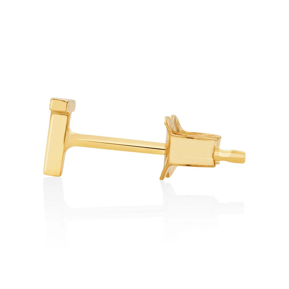 G Initial Single Stud Earring in 10kt Yellow Gold