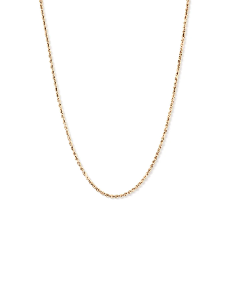 50cm (20") 3.3mm Width Semi-Solid Rope Chain in 10kt Yellow Gold