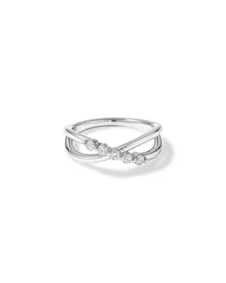 0.20 Carat TW Round Brilliant Diamond Crossover Ring in Sterling Silver