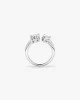 Pear and Oval Shape Cubic Zirconia Toi Et Moi Ring in Sterling Silver