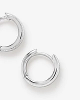 Polished and Textured Huggie Earrings in Sterling Silver