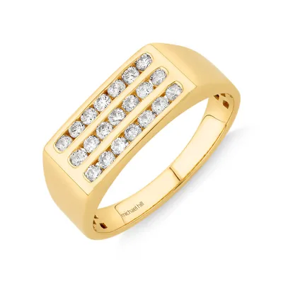 Men's Channel Set Ring 10kt Yellow Gold With 1/2 Carat TW of Diamonds