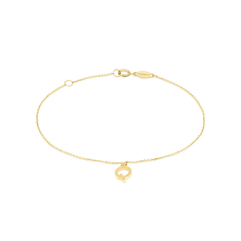 19cm (7.5") C Initial Bracelet in 10kt Yellow Gold