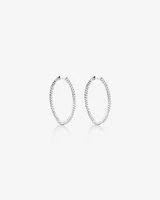 Oval Shape Hoop Earrings with 1.00ct TW of Diamonds in 10kt White Gold