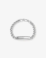 Men's Silver 21CM Curb ID Bracelet with 0.33 Carat TW of Black Diamonds