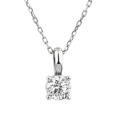 0.25 Carat TW Diamond Solitaire Necklace in 18kt White Gold