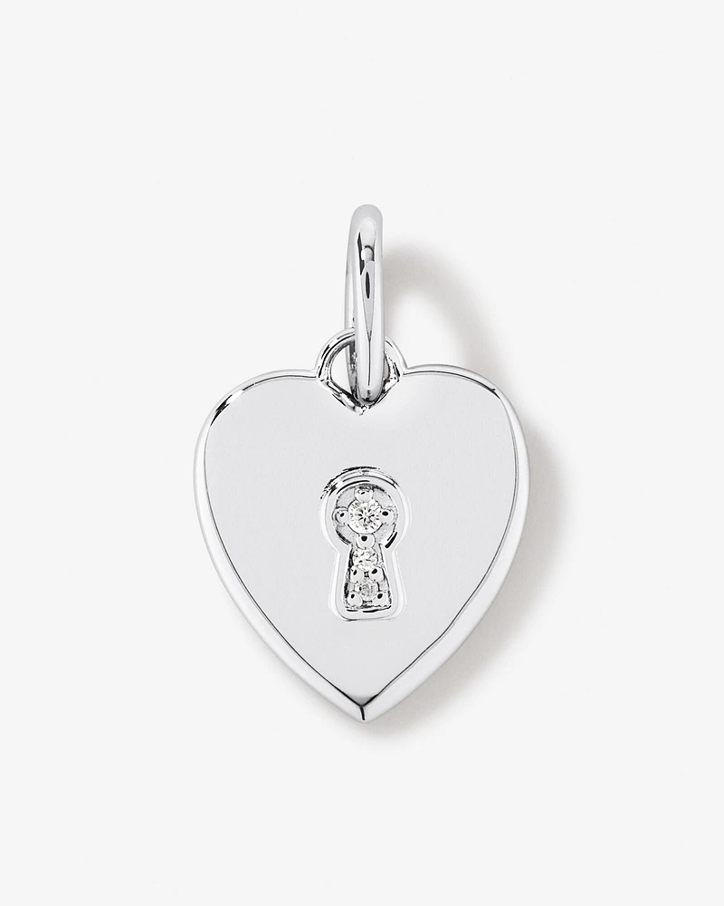 Diamond Accent Love Heart Lock Pendant in Sterling Silver