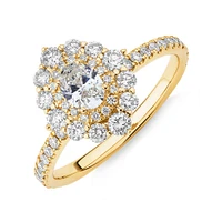 Sir Michael Hill Designer Oval Engagement Ring with 0.92 Carat TW Diamonds in 18kt Gold