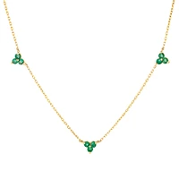 Emerald Trio Station Necklace in 10kt Yellow Gold