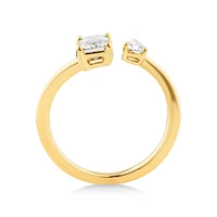 0.88 Carat TW Two Stone Emerald and Pear Cut Laboratory-Grown Diamond Engagement Ring in 14kt Yellow Gold