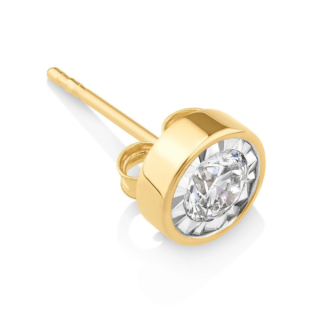 Single Solitaire Stud Earring with 0.30 Carat TW of Diamonds In 10kt Yellow Gold